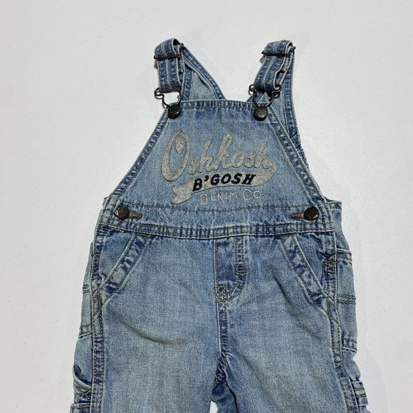 Osh Kosh B' Gosh Toddler Dakota Wash Overalls Blue Denim Embroidered - Picture 3 of 10